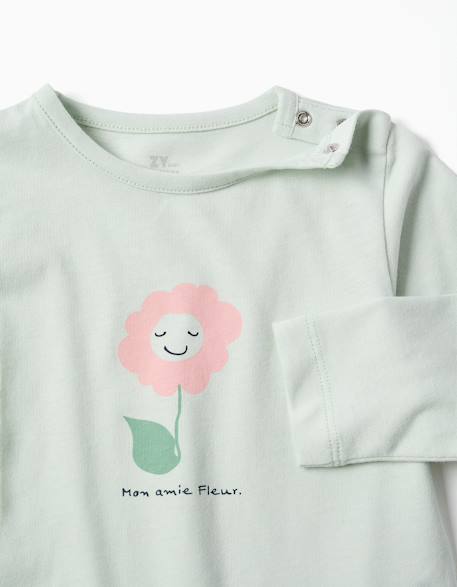 Pyjama à manches longues avec imprimé de fleurs Vert 3 - vertbaudet enfant 