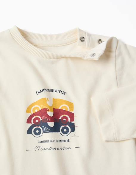 Pyjama à manches longues avec imprimé de voitures de course Blanc 3 - vertbaudet enfant 