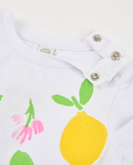 T-shirt fille en maille avec citron texturé Blanc 3 - vertbaudet enfant 