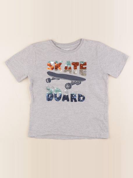 Tee-shirt - 8 ans Gris 1 - vertbaudet enfant 