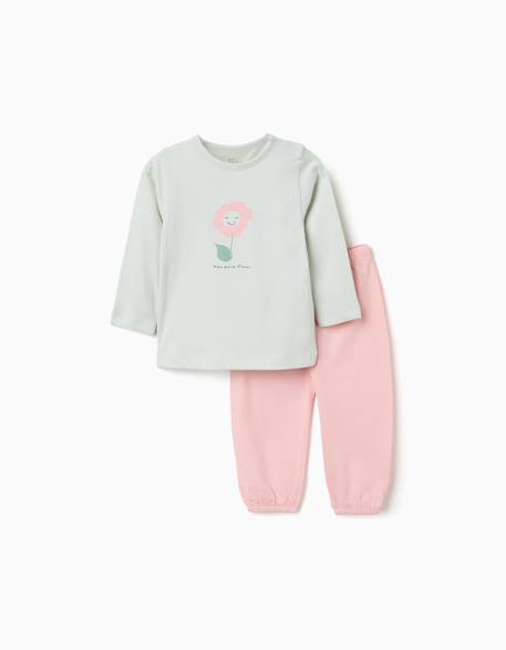 Pyjama à manches longues avec imprimé de fleurs Vert 1 - vertbaudet enfant 