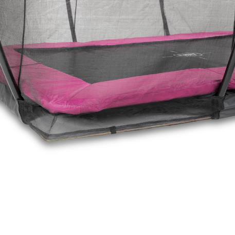 Trampoline enterré rectangulaire 244x366cm avec filet Noir+Rose+Vert 11 - vertbaudet enfant 