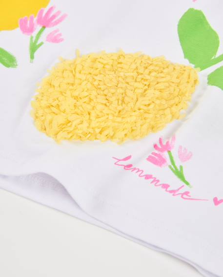T-shirt fille en maille avec citron texturé Blanc 4 - vertbaudet enfant 
