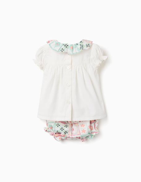 Blouse en coton + bloomer avec motif mosaïque Blanc 2 - vertbaudet enfant 