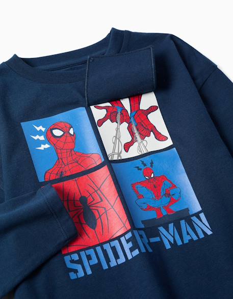 T-shirt en coton à manches longues et imprimé spider-man Bleu foncé 3 - vertbaudet enfant 