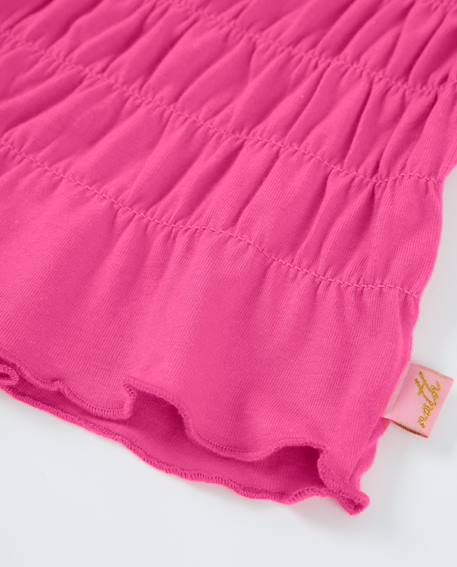 T-shirt fille en maille avec buste froncé Rose 4 - vertbaudet enfant 