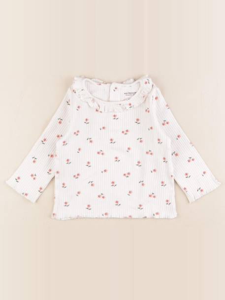 Tee-shirt - 12 mois Blanc, rose 1 - vertbaudet enfant 