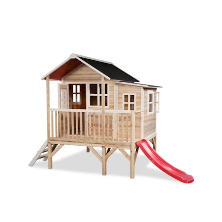 Maisonnette bois fsc pilotis toboggan extension loft 350 Gris+Naturel 8 - vertbaudet enfant 