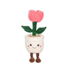 Jouet-Premier âge-Peluche - peluche fleur tulipe rose avec pot crème – mimi flowers – 24 cm