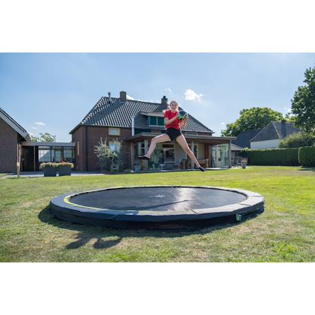 Trampoline enterré rond ø366cm  sans filet Noir+Rose+Vert 5 - vertbaudet enfant 