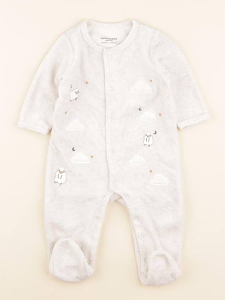 Pyjama velours - 6 mois Beige 1 - vertbaudet enfant 