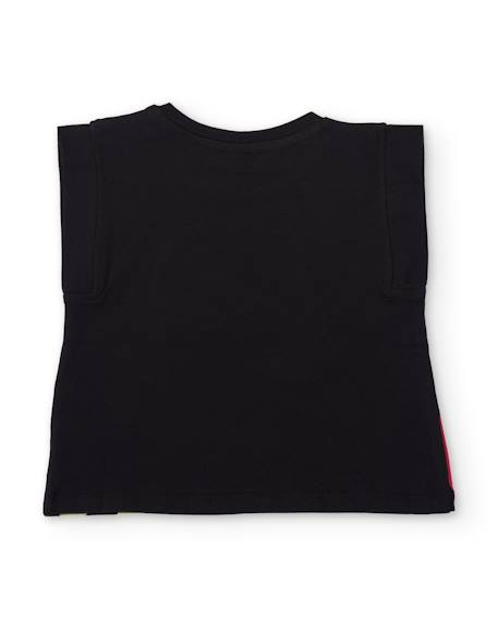 T-shirt fille en maille avec détail en relief Noir 2 - vertbaudet enfant 