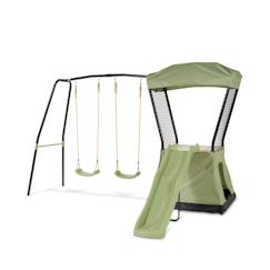 Jouet-Aire de jeux avec toboggan et double balançoire pour jardin