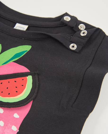 T-shirt fille en maille avec détail en relief Noir 3 - vertbaudet enfant 