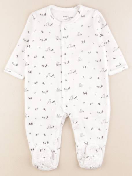 Pyjama velours - 9 mois Blanc, gris 1 - vertbaudet enfant 