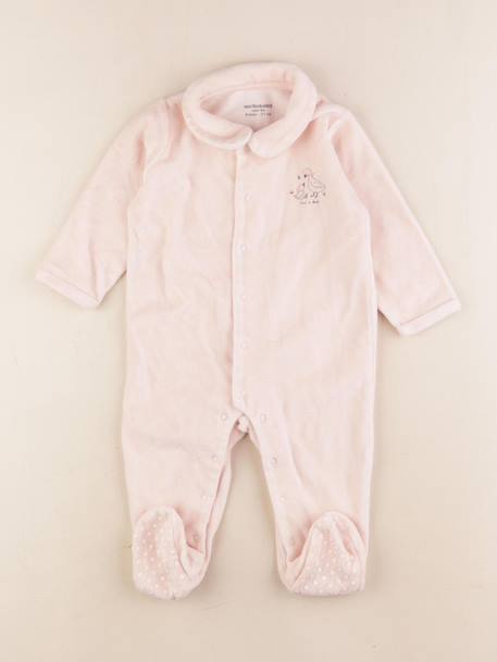 Pyjama velours - 9 mois Rose 1 - vertbaudet enfant 