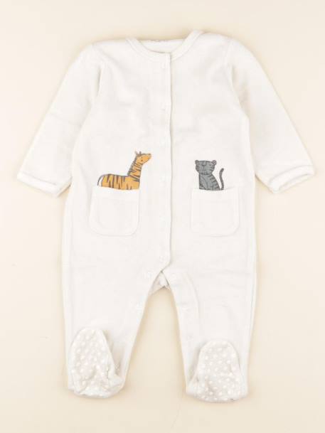 Pyjama velours - 12 mois Blanc 1 - vertbaudet enfant 