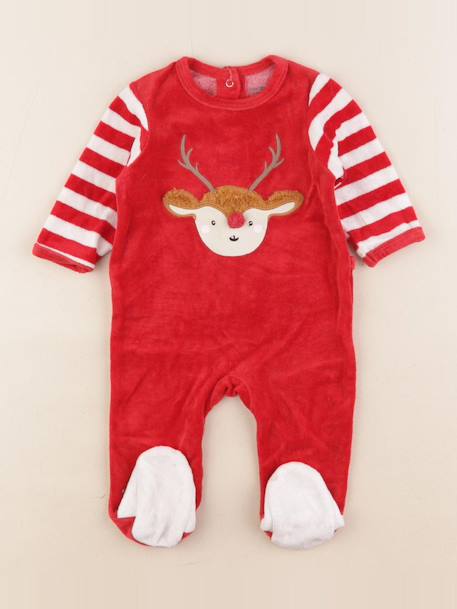 Pyjama velours - 3 mois Rouge 1 - vertbaudet enfant 