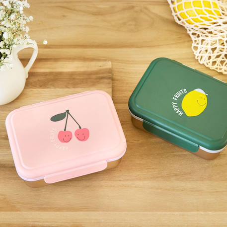 Boîte à goûter en inox happy fruits cherry Multi-coloured 2 - vertbaudet enfant 