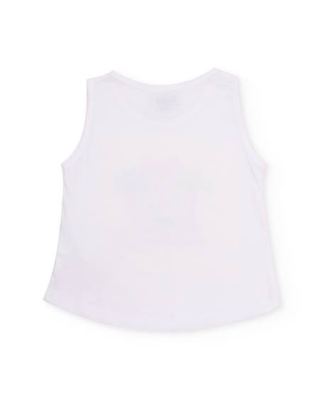 T-shirt fille en maille avec broderie de palmiers Blanc 2 - vertbaudet enfant 