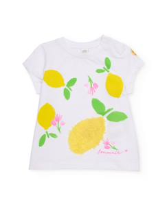 -T-shirt fille en maille avec citron texturé