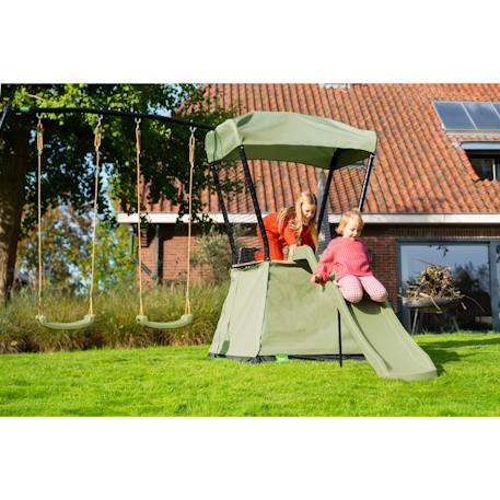 Aire de jeux avec toboggan et double balançoire pour jardin Vert/noir 2 - vertbaudet enfant 