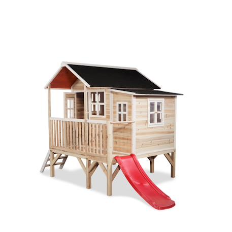 Maisonnette bois fsc pilotis toboggan extension loft 350 Gris+Naturel 9 - vertbaudet enfant 