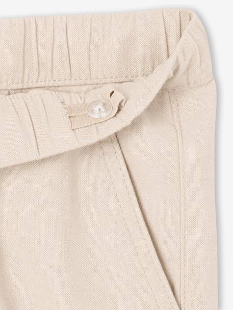 Pantalon garçon coton/lin léger beige chiné+bleu nuit+noisette+vert sauge 8 - vertbaudet enfant 