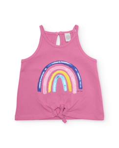 T-shirt pour fille en maille avec arc-en-ciel à sequins  - vertbaudet enfant