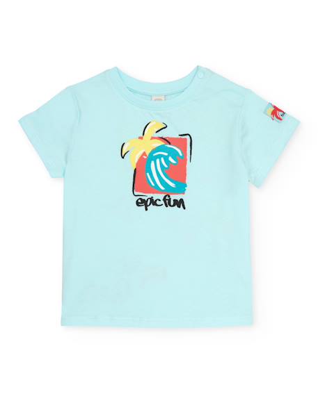 T-shirt garçon en maille avec fermeture à l’épaule Bleu 1 - vertbaudet enfant 