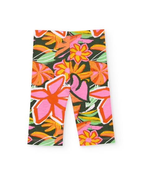 Legging fille en maille avec imprimé floral grand format Orange 2 - vertbaudet enfant 