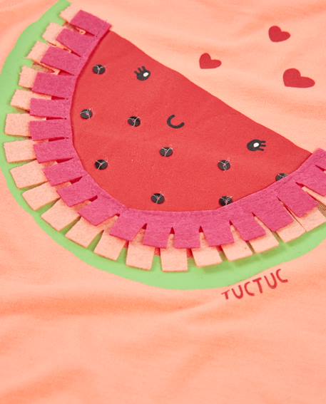 T-shirt fille en maille avec détails brillants Orange 4 - vertbaudet enfant 