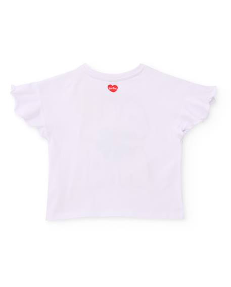 T-shirt fille en maille avec manches à volant Blanc 2 - vertbaudet enfant 