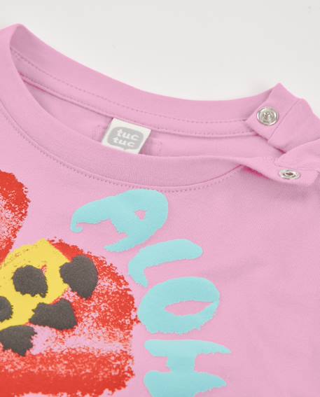 T-shirt fille en maille avec grand imprimé floral Rose 3 - vertbaudet enfant 