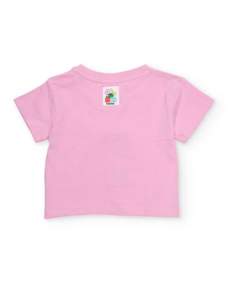 T-shirt fille en maille avec grand imprimé floral Rose 2 - vertbaudet enfant 