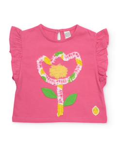 -T-shirt fille en maille avec fleur en relief
