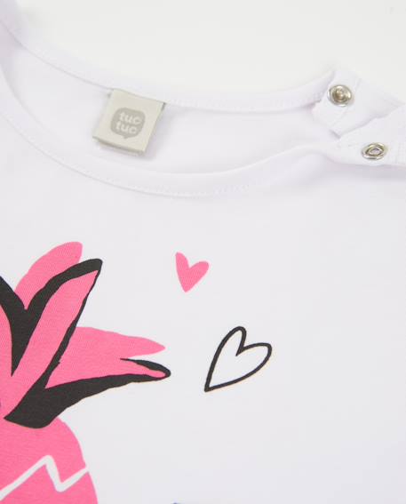 T-shirt fille en maille avec graphisme ananas Blanc 3 - vertbaudet enfant 