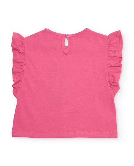 T-shirt fille en maille avec fleur en relief Rose 2 - vertbaudet enfant 