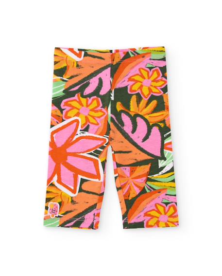 Fille-Legging fille en maille avec imprimé floral grand format