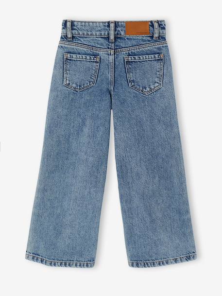 Jean large fille brodé bleu foncé+bleu jean+bleu moyen+denim bleached 8 - vertbaudet enfant 