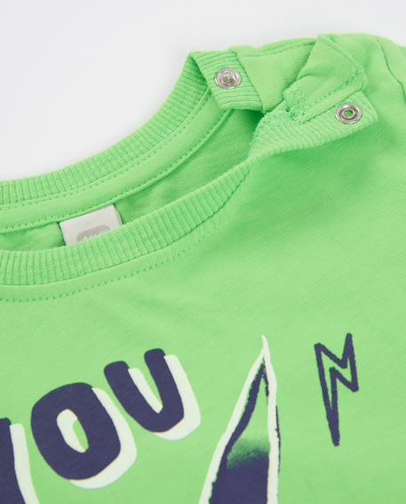 T-shirt garçon en maille avec imprimé frontal Vert 3 - vertbaudet enfant 