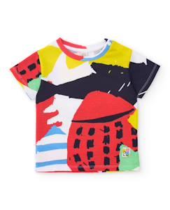 T-shirt garçon en maille avec imprimé abstrait  - vertbaudet enfant