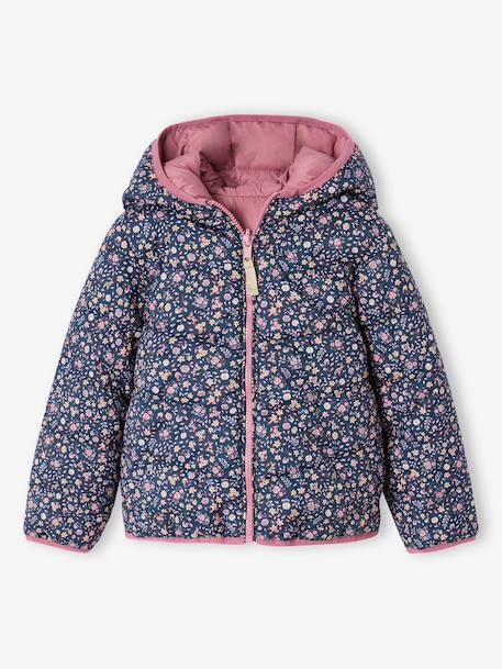 Doudoune fille légère réversible anthracite+mauve+rose pâle 8 - vertbaudet enfant 