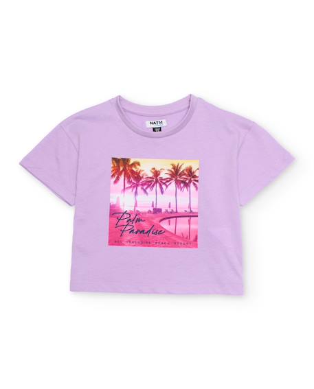 T-shirt fille en maille avec imprimé sur le devant Violet 1 - vertbaudet enfant 