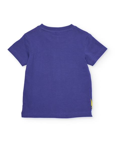 T-shirt garçon en maille avec grand imprimé sur le devant Violet 2 - vertbaudet enfant 