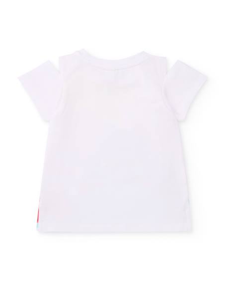 T-shirt fille en maille avec imprimé sur le devant Blanc 2 - vertbaudet enfant 