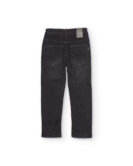 Pantalon garçon en toile et denim Gris 2 - vertbaudet enfant 