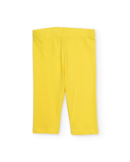 Legging fille en maille avec taille élastiquée Jaune 1 - vertbaudet enfant 