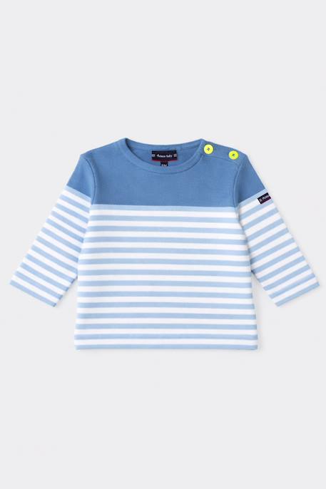 Marinière bébé - coton épais Blanc/ placid blue/ federa 1 - vertbaudet enfant 