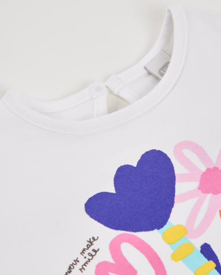 T-shirt pour fille en maille avec volants aux manches Blanc 3 - vertbaudet enfant 